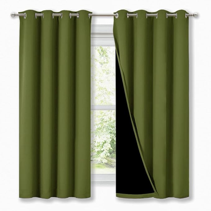 NICETOWN 100% Blackout Curtain Panels, Thermal Insulated Black Liner Curtains