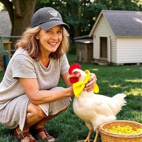 Chicken Lady Hat, Chicken Mom Gifts for Women, Adjustable Washed Cotton Embroidered Baseball Cap
