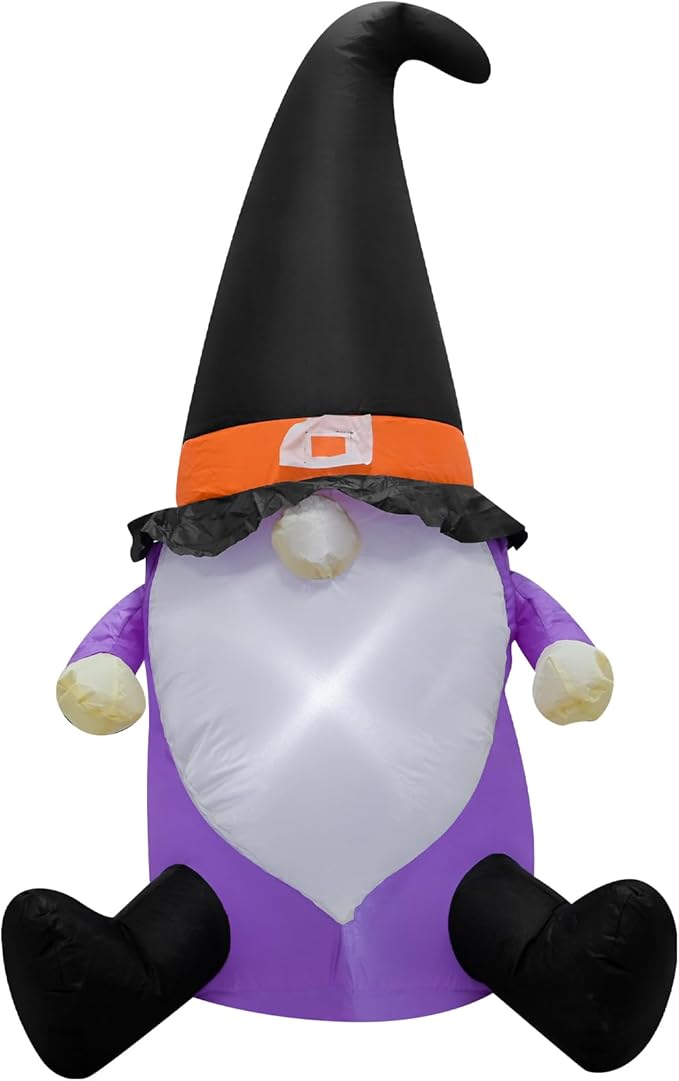 4FT Gnome Halloween Inflatable Helloween Goblin Decoration Halloween Blow Up Decor with LED Lights Indoor Outdoor Graden Yard Party Holiday Decor