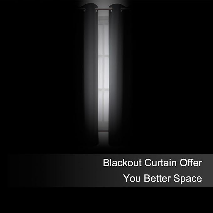 LEMOMO Blackout Curtains 66 x 72 Inch Long Frost Grey Curtains Set of 2 Panels