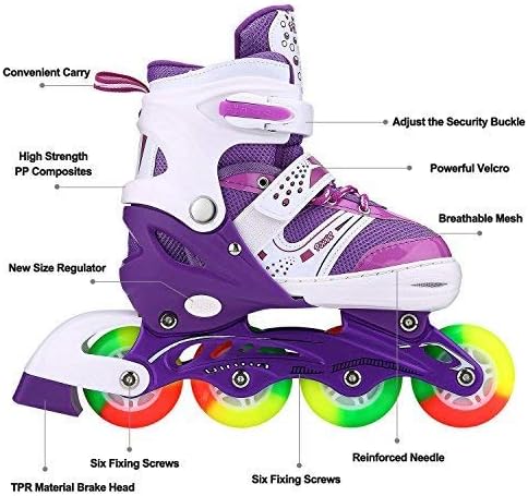 Skiennix Adjustable Inline Skates for Kids 4-12 - Light Up Wheels | Perfect for Indoor & Outdoor Fun