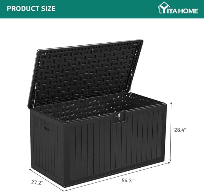 YITAHOME XL 180 Gallon Large Deck Box,Outdoor Storage for Patio Furniture Cushions,Garden Tools,Waterproof,Lockable (Black)