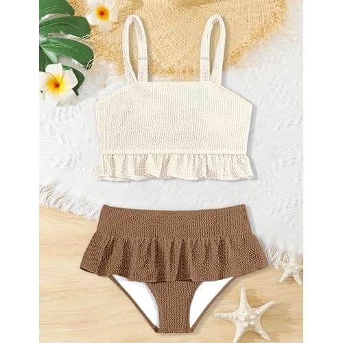 Migu Girls Swimsuits with Ruffled Hem Cute Bikini 2 Piece Bathing Suits for Girls Swimwear