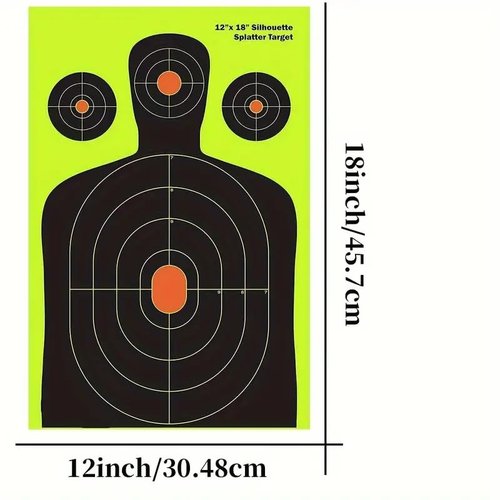 Silhouette Splatter Burst Target- 12 x 18 inch - Easily See Your Shots Burst with Higly Visible Bright Flourescent Yellow Upon Impact, 10-Pack