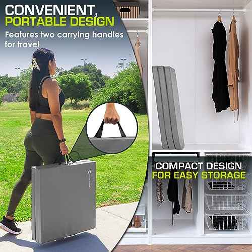 ProsourceFit Tri-Fold Folding Thick Exercise Mat 6¡¯x2¡¯ with Carrying Handles for MMA, Gymnastics Core Workouts