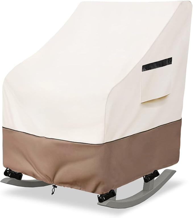 Outdoor Rocking Chair Cover, Heavy Duty 600D Patio Chair Winter Cover for 27" W x 34" D x 45" H, Beige