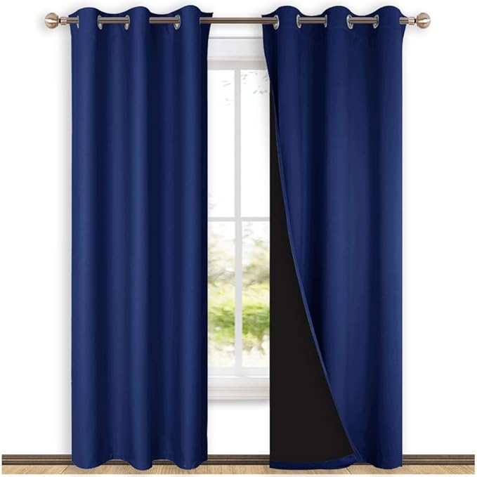 NICETOWN Full Shade Curtain Panels, Royal Blue, Pair of Thermal Insulated &