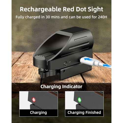 EZshoot Rechargeable Red/Green Dot Reflex Sight, Red Dot Optic Scope, Multiple Reticle Paintball Sight with 20mm Picatinny Rail Mount, Absolute Co-Witness Red Dot Scope