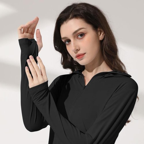 Mingyuezai Women's Lightweight Hooded Sun Protection Jacket - UPF 50+ Long Sleeve for Outdoor Hiking