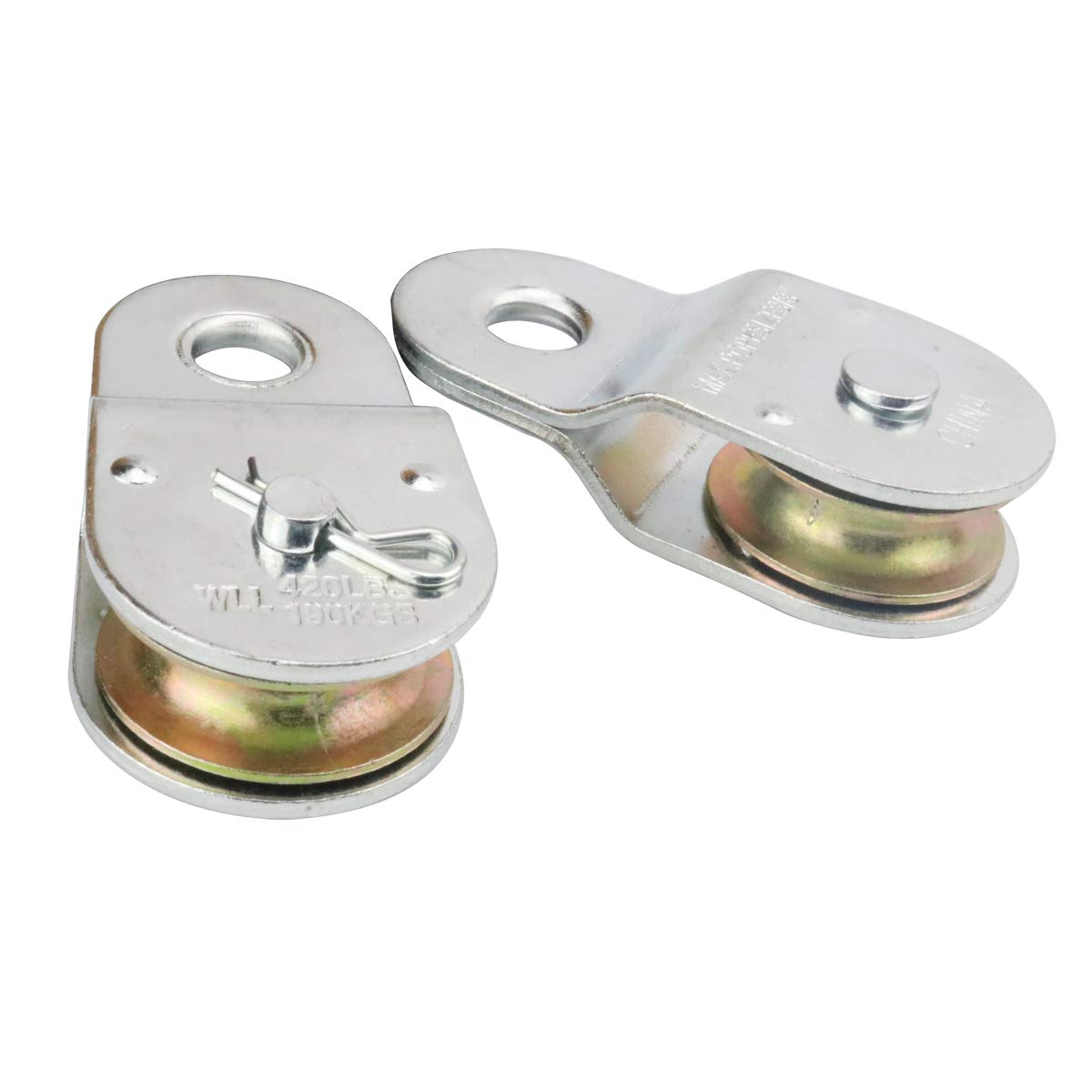 Zinc Plated Fixed Single Pulley Fixed Eye Steel Pulley 1-1/2" (2 Pack)