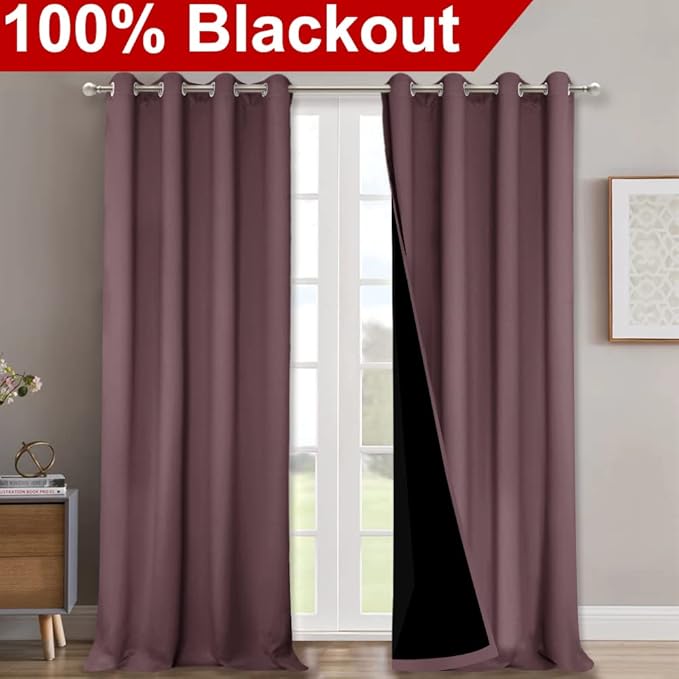 NICETOWN Full Shading Curtains 90 inches Long 2 Panels Set