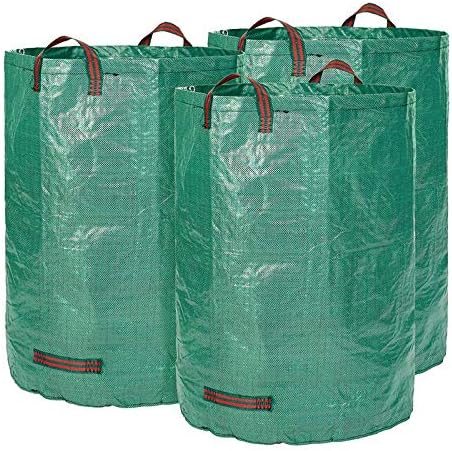 Glorytec 3-Pack 80 Gallons Garden Bag - Extra Large Reusable Leaf Bags - Garden Waste Bags - Collapsible Gardening Containers for Lawn and Yard Waste - 4 Handles