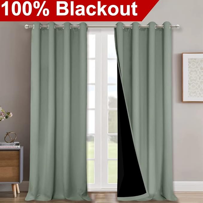 NICETOWN 100% Blackout Window Curtain Panels, Heat and Full Light Blocking