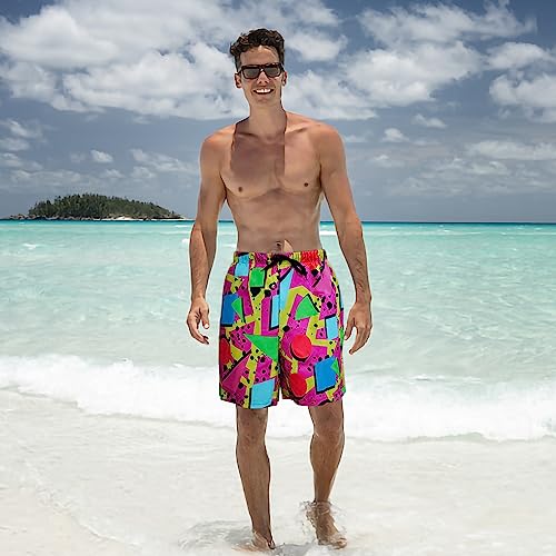 80s Bilayer for Men 90s Swim Shorts 80s Summer Party Hawaiian Beach Disco Shorts