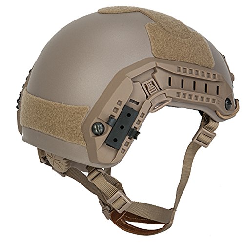 Lancer Tactical Medium - Large Industrial Durable ABS Plastic Constructed Maritime Helmet w/Adjustable 20mm Side Rail Adapter Padding Stickers NVG Shroud Bungee Retention Goggle Clip
