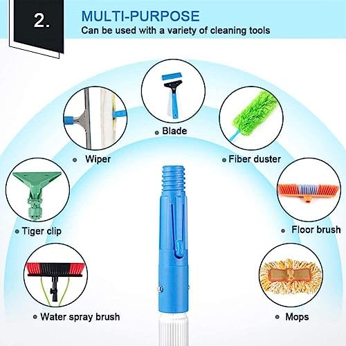 Telescopic Window Cleaning Pole, 10-39ft Extendable with 30/50cm Brush Head, Water Fed Roof Cleaning Tool for Easy Reach & Streak-Free Shine