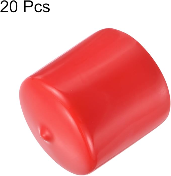 uxcell 20pcs Rubber End Caps 43mm ID Vinyl Round Tube Bolt Cap Cover Thread Protectors Red