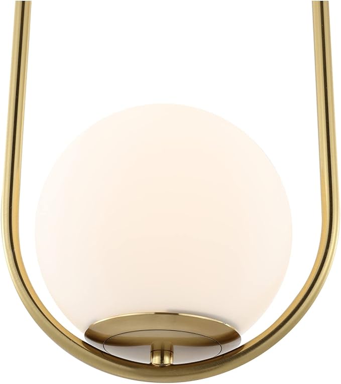 Modern Gold Globe Chandelier 2-Lights Mid Century Pendant Light Brushed Brass Ceiling Hanging Lighting Fixture with White Globe Glass Lampshade for Kitchen Island Dining Room Bedroom