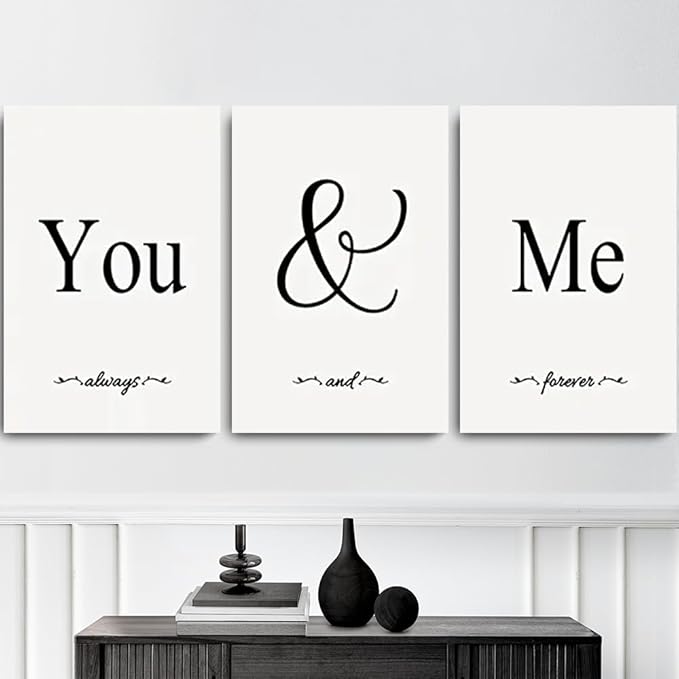 GUBIYU Black & White Bedroom You And Me Canvas Poster