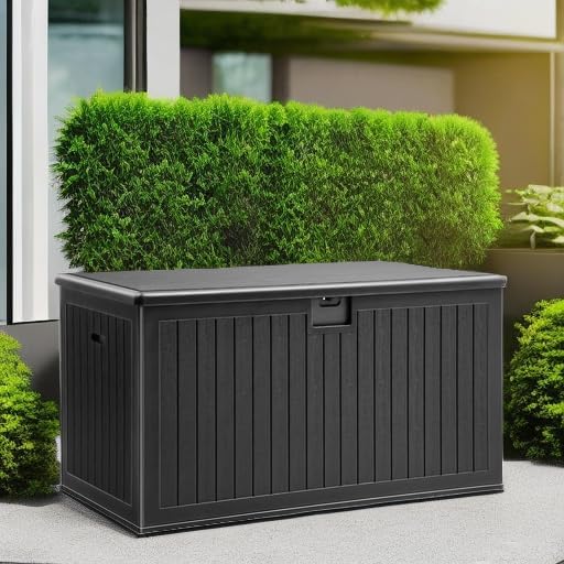 YITAHOME XL 180 Gallon Large Deck Box,Outdoor Storage for Patio Furniture Cushions,Garden Tools,Waterproof,Lockable (Black)