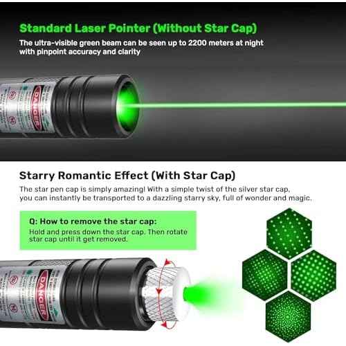 Laser Pointer, Green Laser Pointer Indicator Light, Long Range Lazer Pointer for Hiking, USB Charge