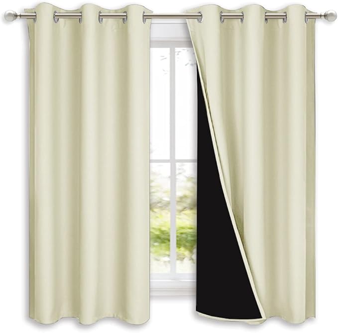 NICETOWN Bedroom Full Blackout Curtain Panels, Super Thick Insulated Grommet