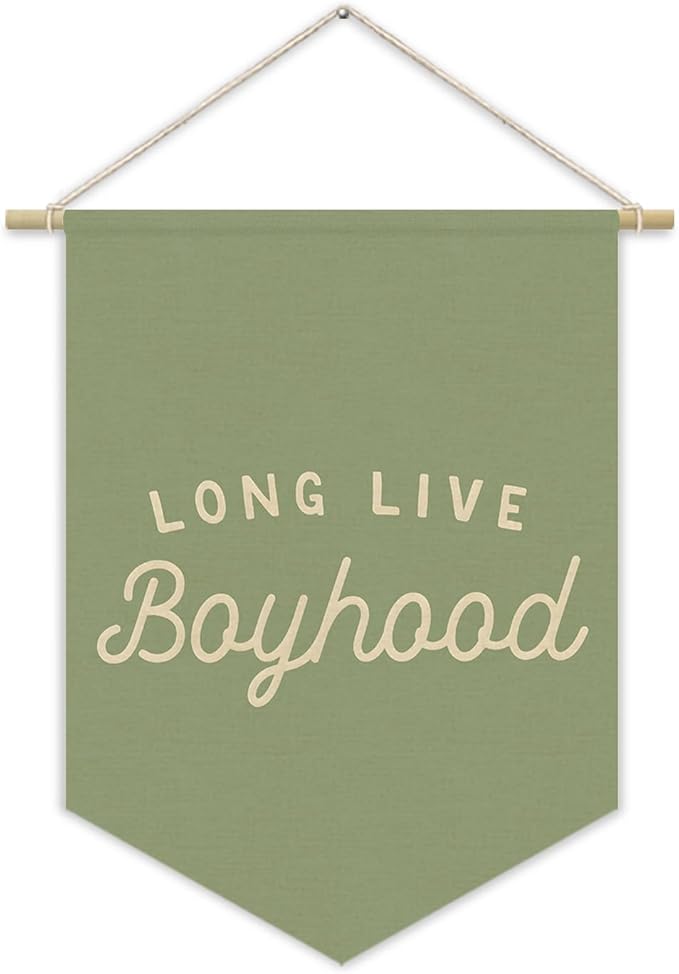 Long Live BoyHood Banner Sage Green Decor Boy Room Decor,Nursery Playroom Wall Decor For Boys Bedroom Toddler Decorations Teen Boy Room Decor,Wall Hanging Pennant Flag Banner 15x11in