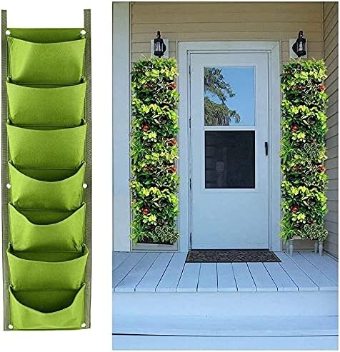 LITLANDSTAR Hanging Planter Bags, 2 Pack 7 Pocket Hanging Vertical Wall Planter