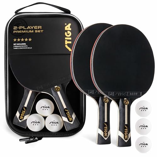 STIGA Premium 2?Player Table Tennis Set ? Includes 2 ITTF Approved Paddles, 3 White 3?Star Ping Pong Balls & Carry Case