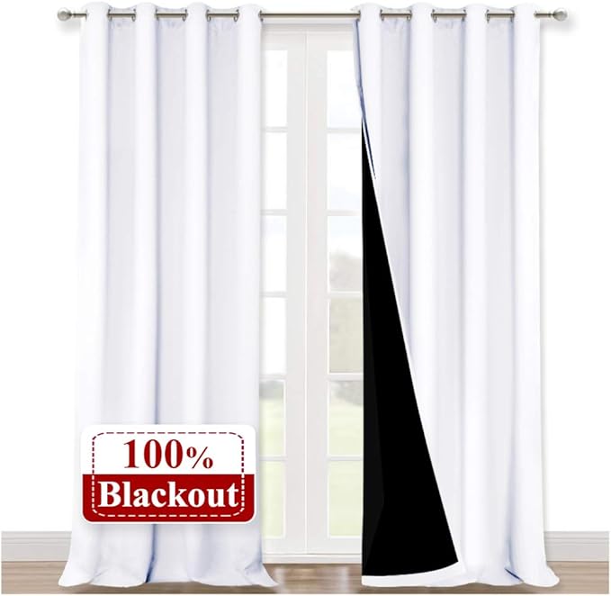 NICETOWN White 100% Blackout Curtains