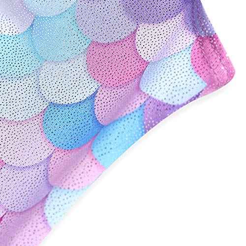 Leotards for Girls Gymnastics Toddler Dance Biketards Mermaid Unicorn Athletic Dance Wear Shiny Rainbow Blue Hotpink