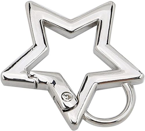 Silver Star Shaped Stainless Steel Keychain Clip Carabiner Snap Hook Holder Star Carabiner Hook Clip Key Holder Carabiner Clip for Keys and Wallet with Key Chain Rings Accessories, Car Keychain