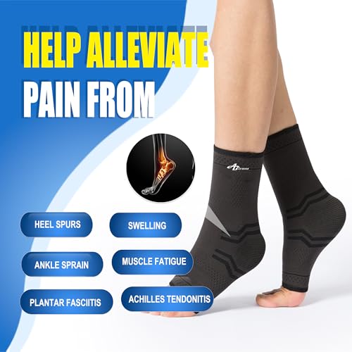 ABIRAM Ankle Brace for Women & Men, Ankle Compression Sleeve, Foot Sleeve with Wrap, Ankle Support, Foot Brace for Sprained Foot & Arch, Plantar Fasciitis Relief Socks, Achilles Tendonitis, Sports