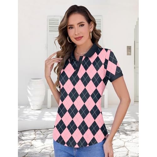 LOMON Womens Golf Polo Shirts Short Sleeve Collared Tops Lightweight Moisture Wicking Tennis Activewear S-XXL
