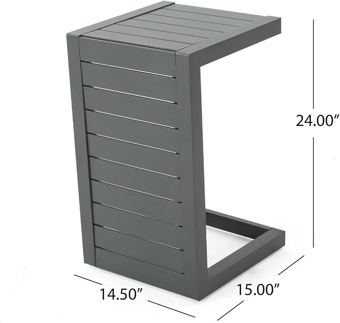 Christopher Knight Home Cape Coral Outdoor Aluminum C-Shaped Side Table, Grey