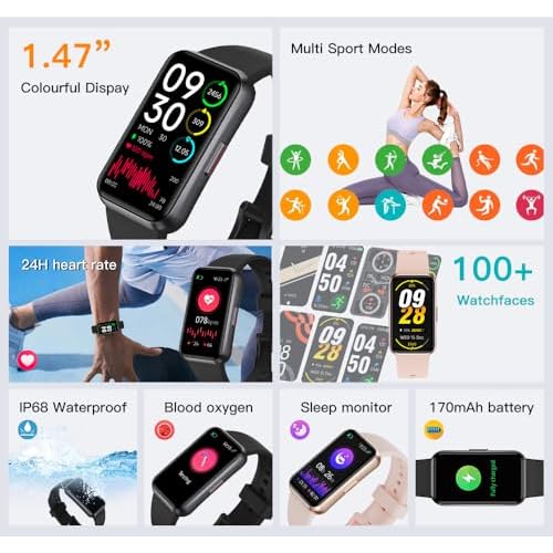 Fitness Tracker with 24/7 Health Monitoring,Heart Rate Sleep Blood Pressure Oxygen Monitor/Calorie Steps Counter Pedometer Activity Smart watchs/Notifications for Android/iOS