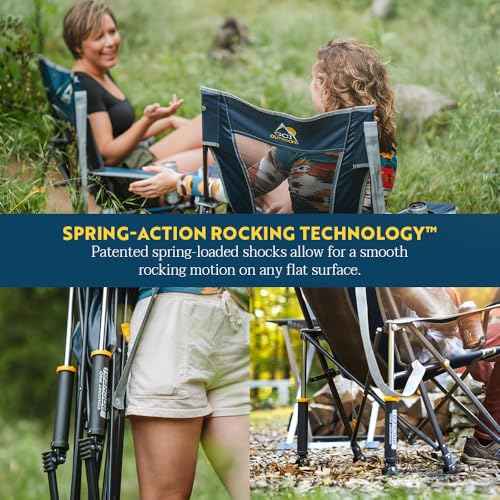 GCI Outdoor Comfort Pro Rocker Collapsible Rocking Chair & Outdoor Camping Chair, Indigo Blue