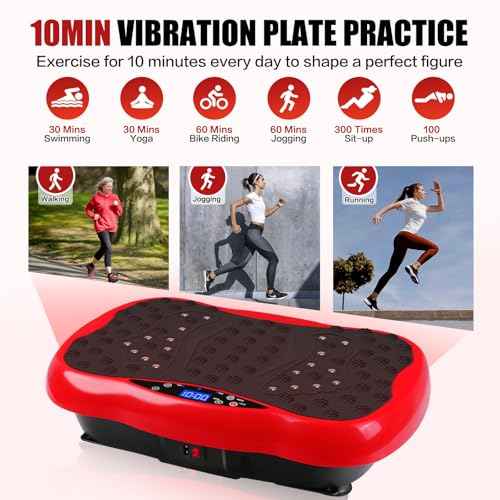 Vibration Plate Exercise Machine, Health & Fitness Full Body Vibration Platform, Portable Vibration Plate Platform for Weight Loss Home Fitness, Lymphatic Drainage, w/Resistance Bands+Remote