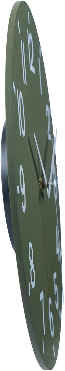 HZDHCLH Wall Clock 12 Inch Silent Non Ticking Wood Battery Operated Green