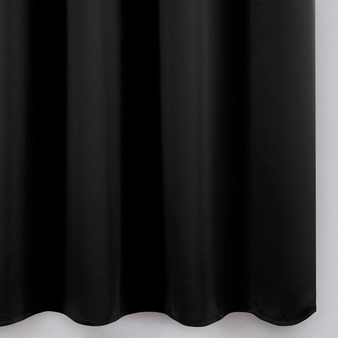 LEMOMO Blackout Curtains 66 x 72 Inch Long Black Curtains Set of 2 Panels Room