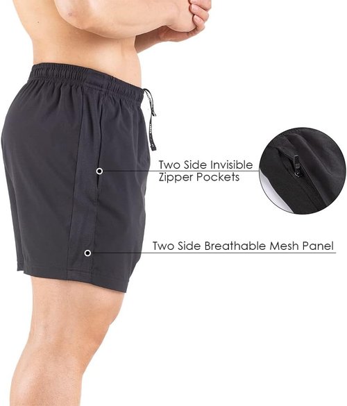 Gaglg Men's 5-Inch Running Shorts - Quick Dry Athletic Gym Shorts with Zipper Pockets | 2-Pack
