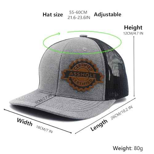 Certified Asshole Leather Patch Hat Adjustable Baseball Caps Trucker Hats Unisex Hats for Women Men