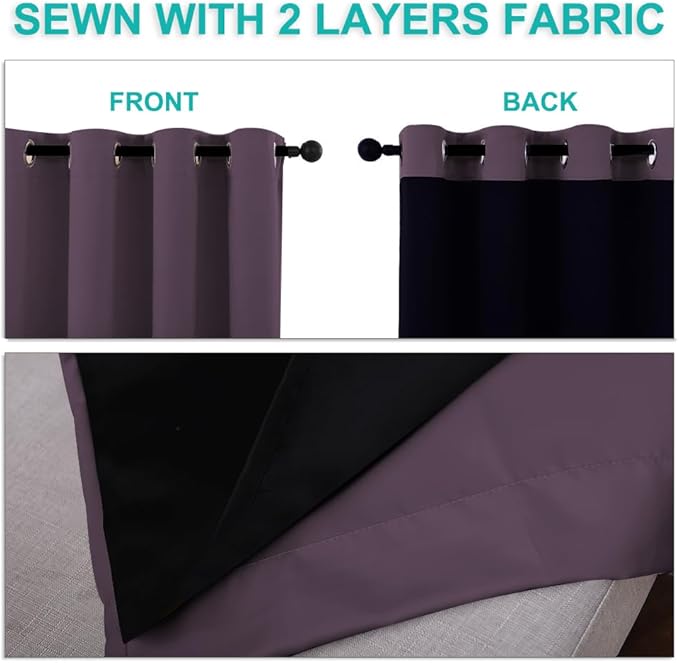 NICETOWN 100% Blackout Curtains 84 inches Long, 52 inches Wide, Pair of Energy