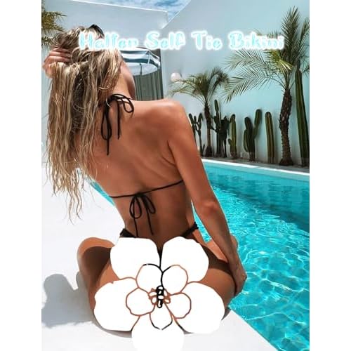 OZICERD String Bikini Tops for Women Bathing Suit Swim Tops Sexy Triangle Bikini Top Black