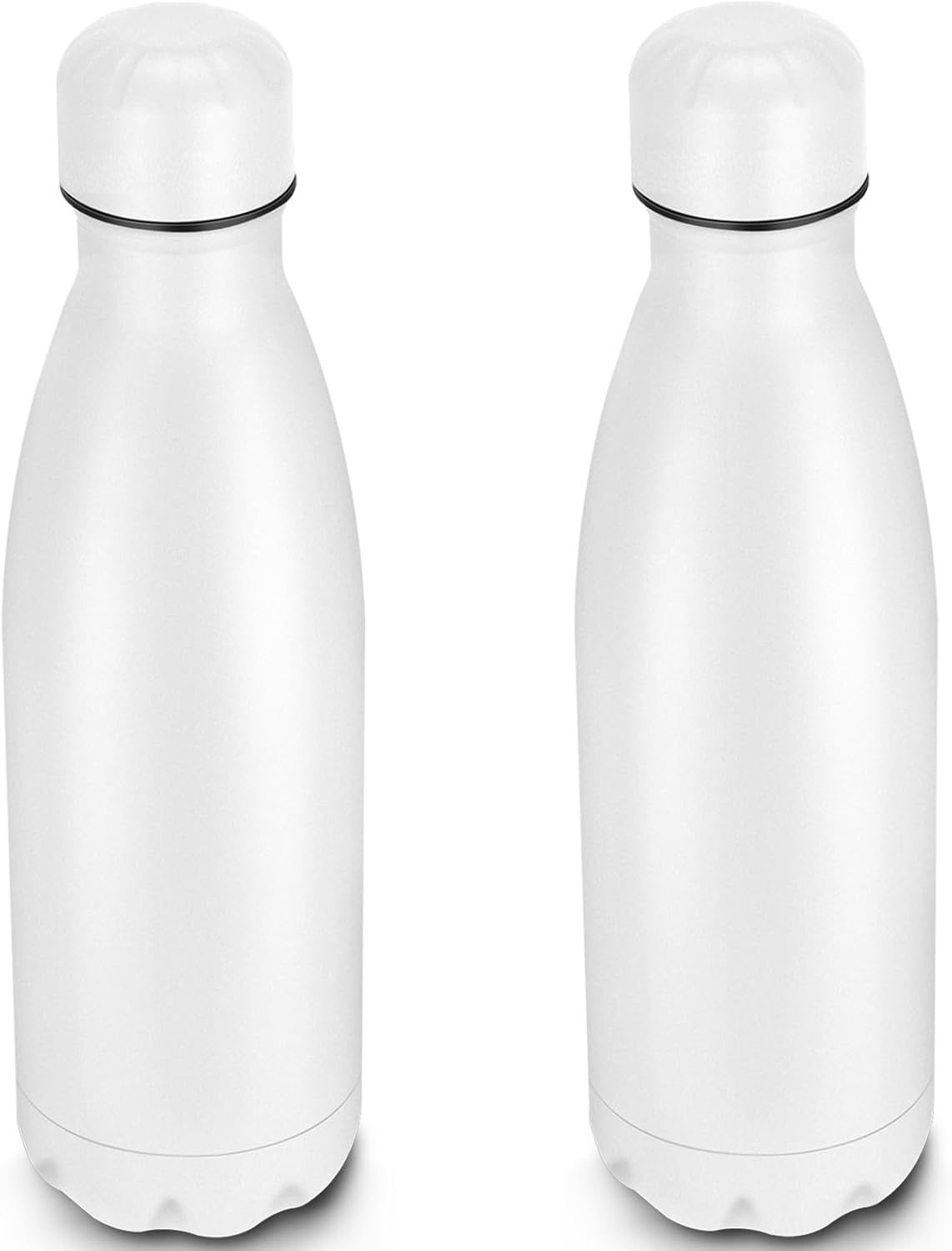 25oz Cola-Bottle Shaped Stainless Steel Leak-proof Water Bottle,Double Wall Vacuum Insulated Metal,Travel Mug For Sports Indoors & Outdoors,BPA-Free School Kids Flasks,White(2 Pack)
