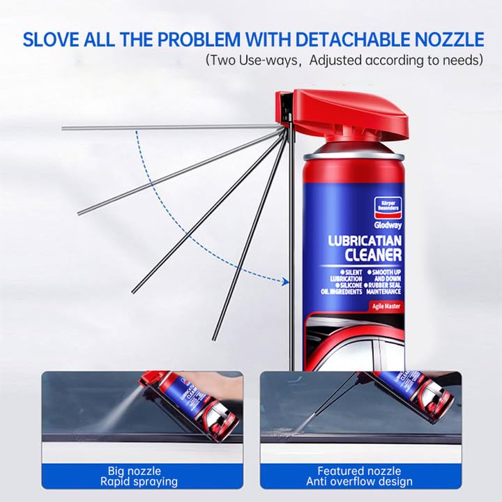 Glodway Automotive Window Door Seal,Silicone Seal Lubricants,Track Lube for Electric Windows,Noise Reduction with Smart Straw Sprays 2 Ways,10 OZ (Pack of 1)