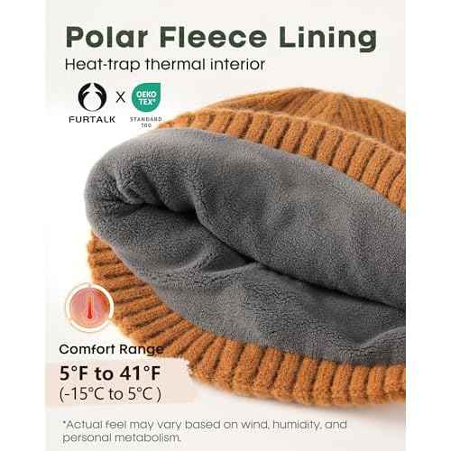 FURTALK Double Layer Winter Hats for Men Women Beanie Thick Cuffed Warm Ski Hats