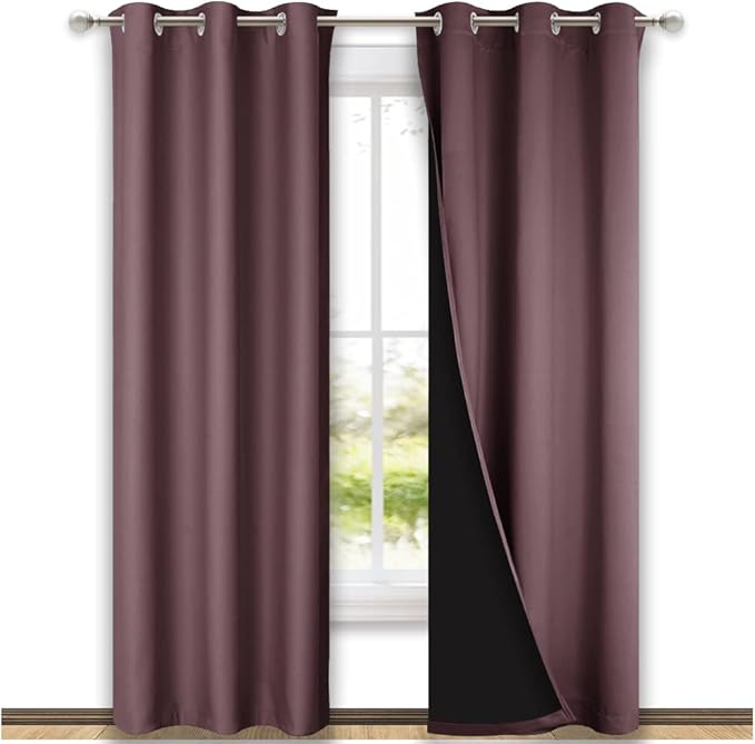 NICETOWN Dry Rose Blackout Curtains 84 inches Long, Full Light Blocking Drapes