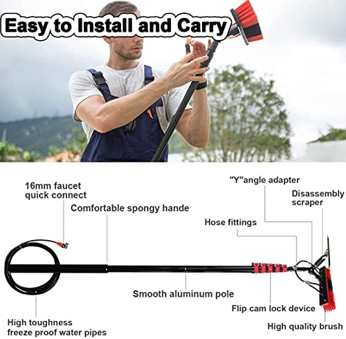 Professional Window Cleaning Kit 4M-12M, Telescopic Water Fed Pole with Squeegee & Brush, Extendable Roof & Solar Panel Cleaner for Outdoor Glass Cleaning