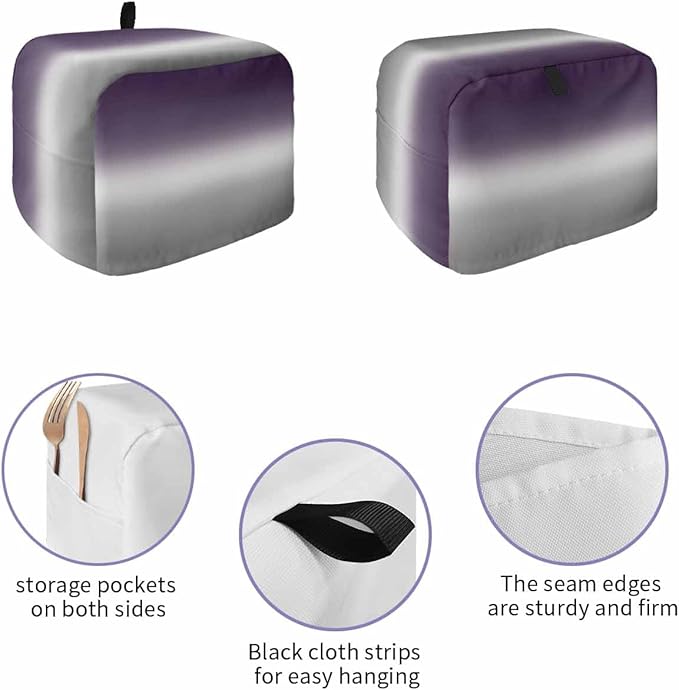 Toaster Cover 4 Slice Purple Grey Ombre Toaster Oven Cover with Pockets Gradient Gradual Color Dustproof Bakeware Protector Small Kitchen Appliance Dust Covers and Fingerprint Protection for Women